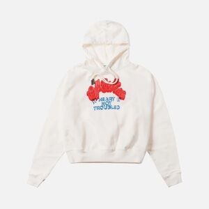 Off-White Women's Heart Not Trouble Crop Hoodie White Size XS